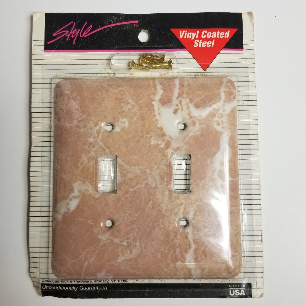 1996 Style Marble Look Steel‎ 2 Switch Wall Plate